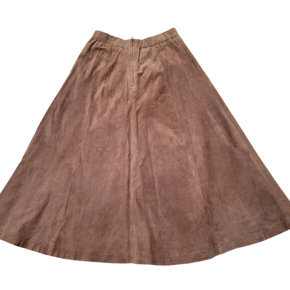 Vintage Toffs 14 Brown Genuine Leather Maxi Skirt Western Yellowstone Winter - Picture 6 of 7
